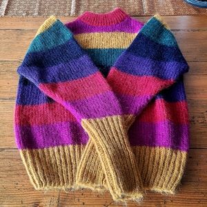 Farm Rio rainbow striped sweater XS